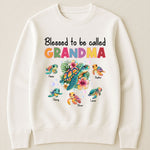 Blessed To Be Called Grandma Nana Gigi Sea Turtle With Hibiscus - Personalized Shirt