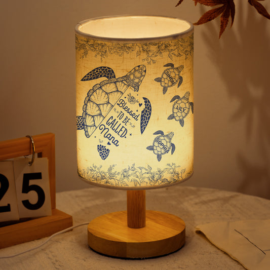 Blessed To Be Called Grandma Nana Turtle Toile De Jouy - Personalized Fabric Lamp