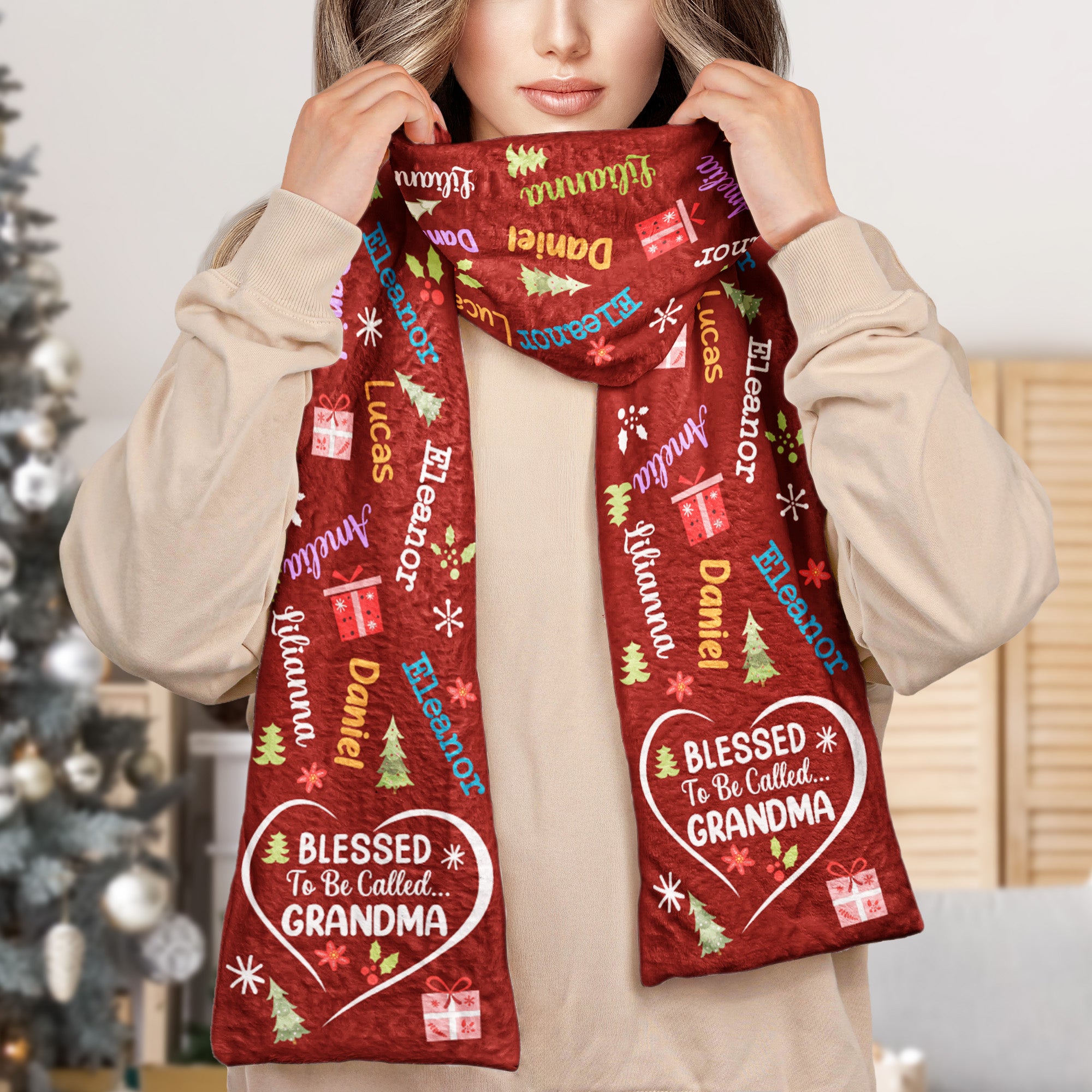Blessed To Be Called Grandma - Personalized Fleece Scarf