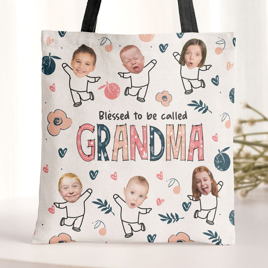 Blessed To Be Called Grandma - Personalized Photo Tote Bag