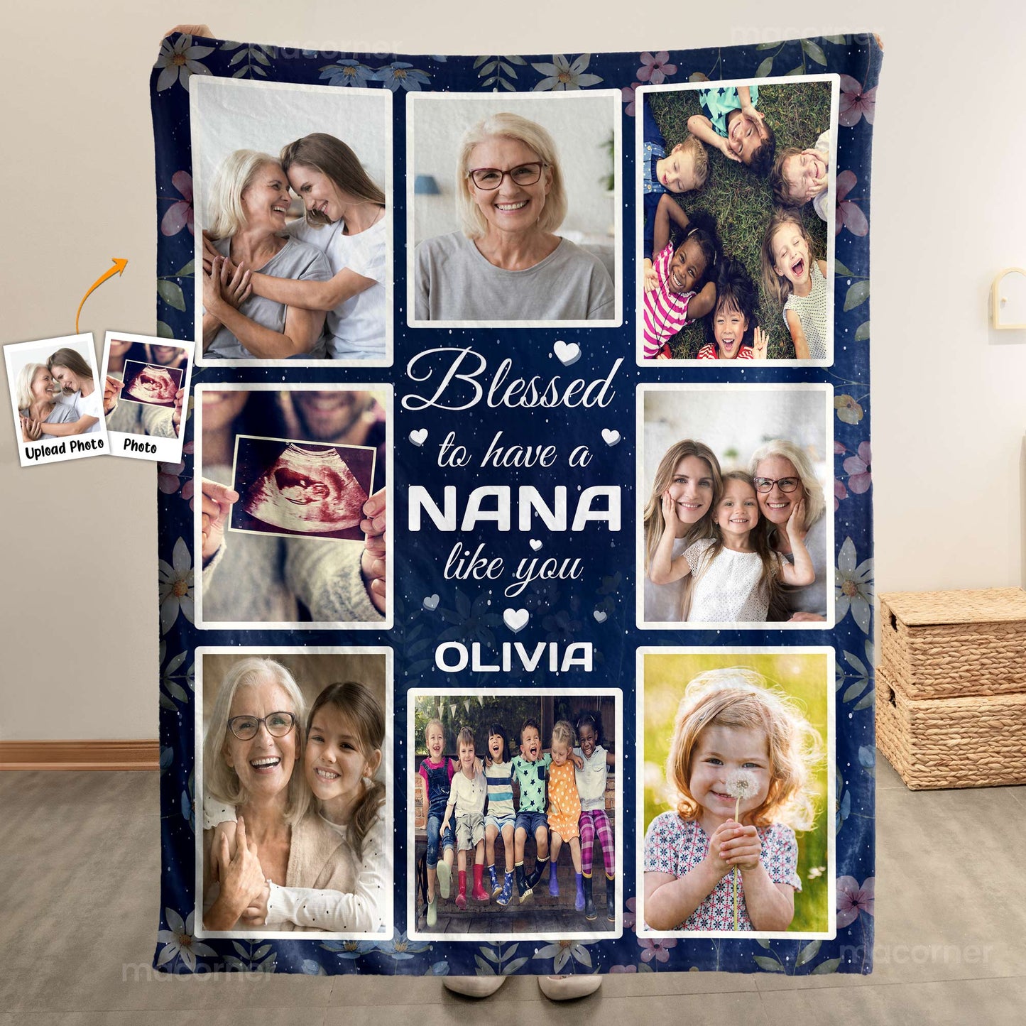 Blessed To Have A Nana Like You - Personalized Photo Blanket