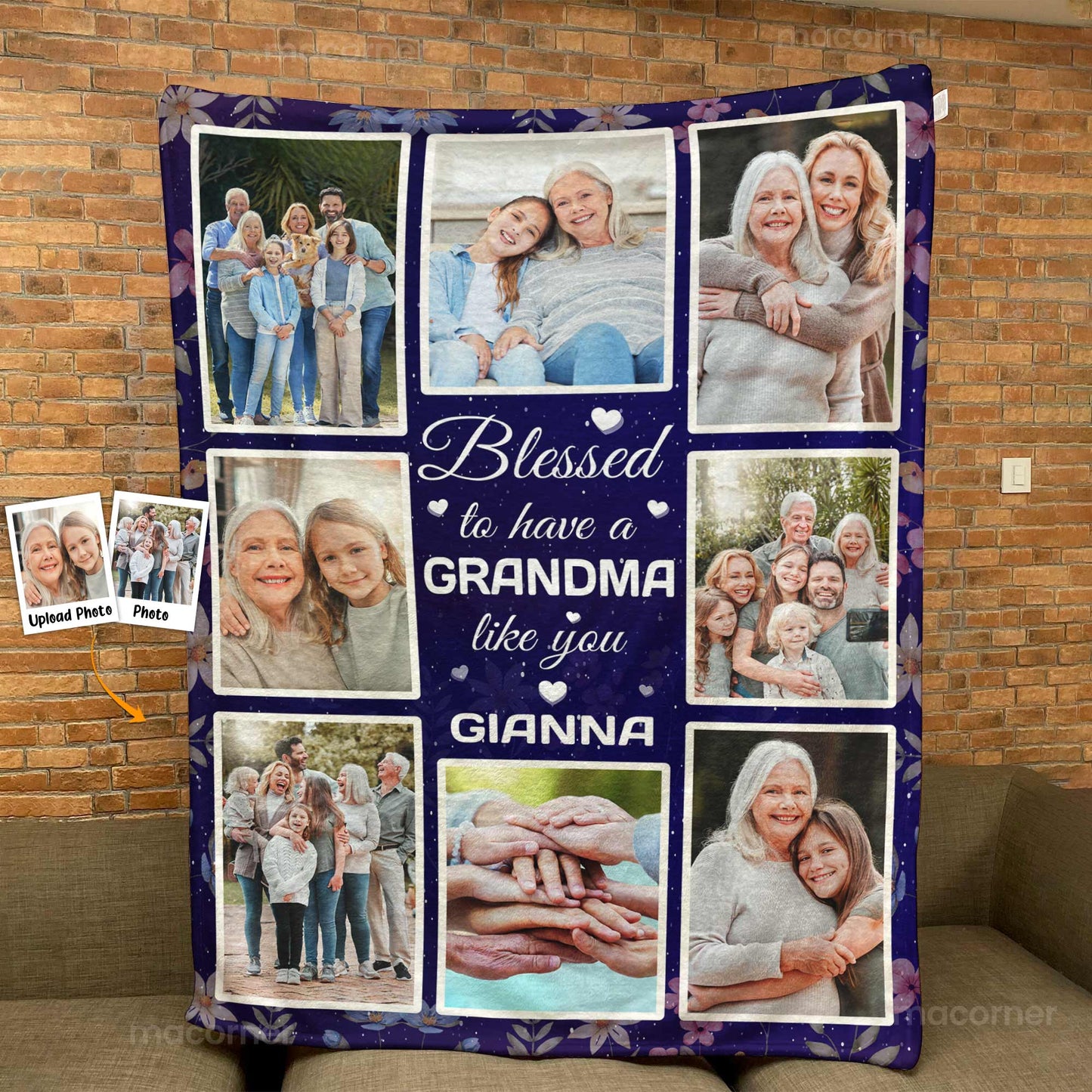 Blessed To Have A Nana Like You - Personalized Photo Blanket