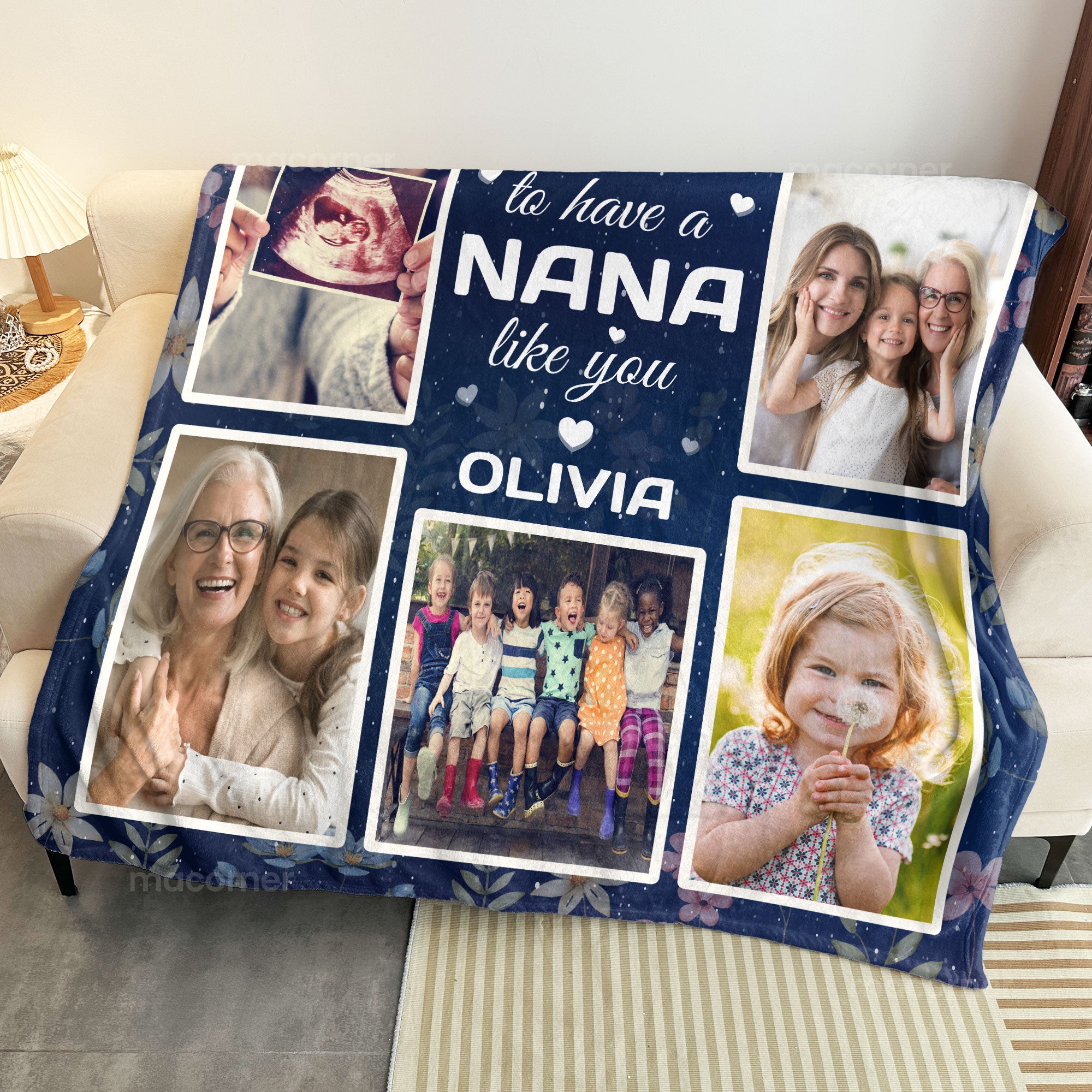 Blessed To Have A Nana Like You - Personalized Photo Blanket