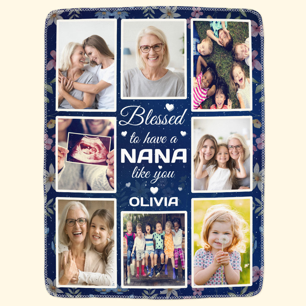 Blessed To Have A Nana Like You - Personalized Photo Blanket