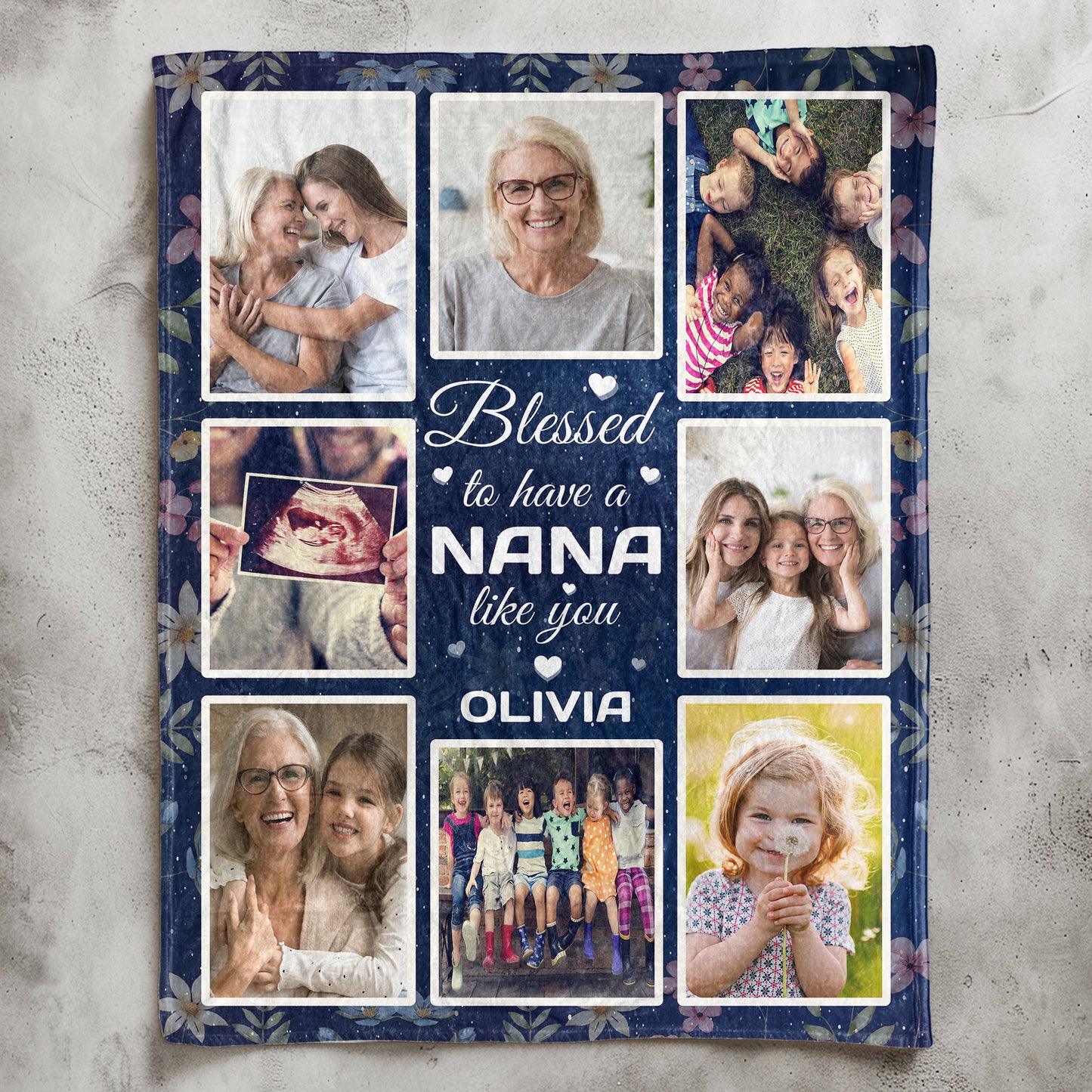 Blessed To Have A Nana Like You - Personalized Photo Blanket