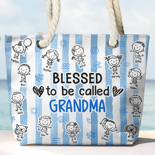Blessed_To_Be_Called_Grandma_Personalized_Beach_Bag_1
