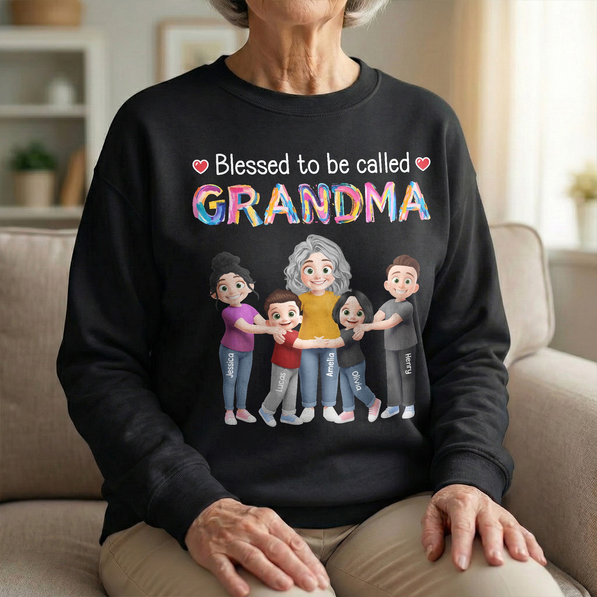 Blessed-To-Be-Called-Grandma-Personalized-Shirt-4