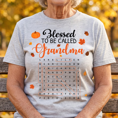 Blessed To Be Called Grandma Word Search Puzzle Fall Theme - Personalized Shirt