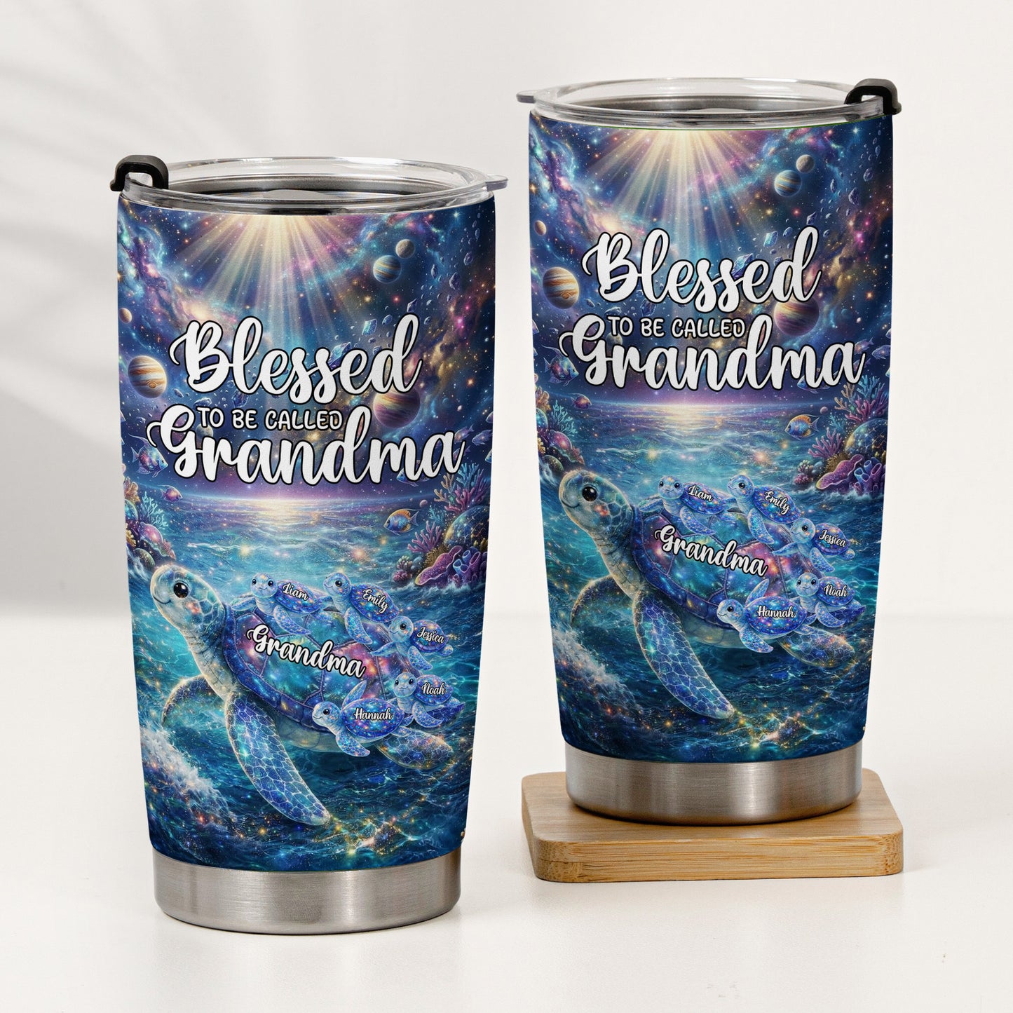Blessed-To-Being-Called-Grandma-Turtle-With-Kids'-Names-Personalized-Tumbler-2