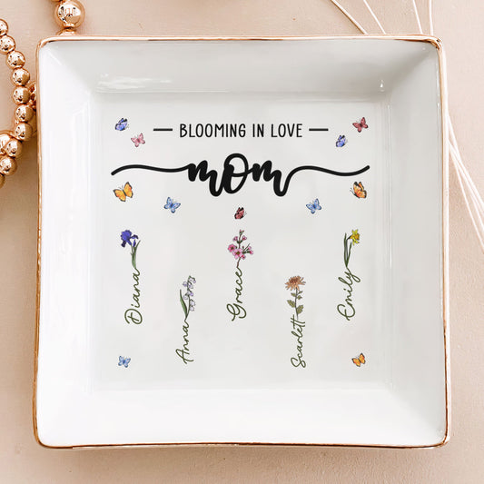 Blooming In Love Mom's Garden - Personalized Jewelry Dish