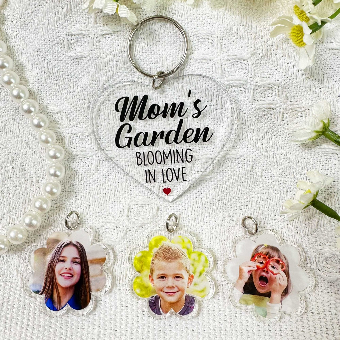 Blooming In Love - Personalized Acrylic Photo Keychain