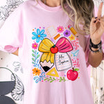 Boho Floral Bow Pencil - Personalized Shirt