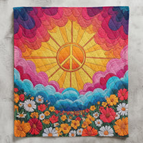 Boho Hippy Mushroom Sunrise Background - Custom Quilt Set