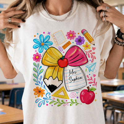Boho Floral Bow Pencil - Personalized Shirt