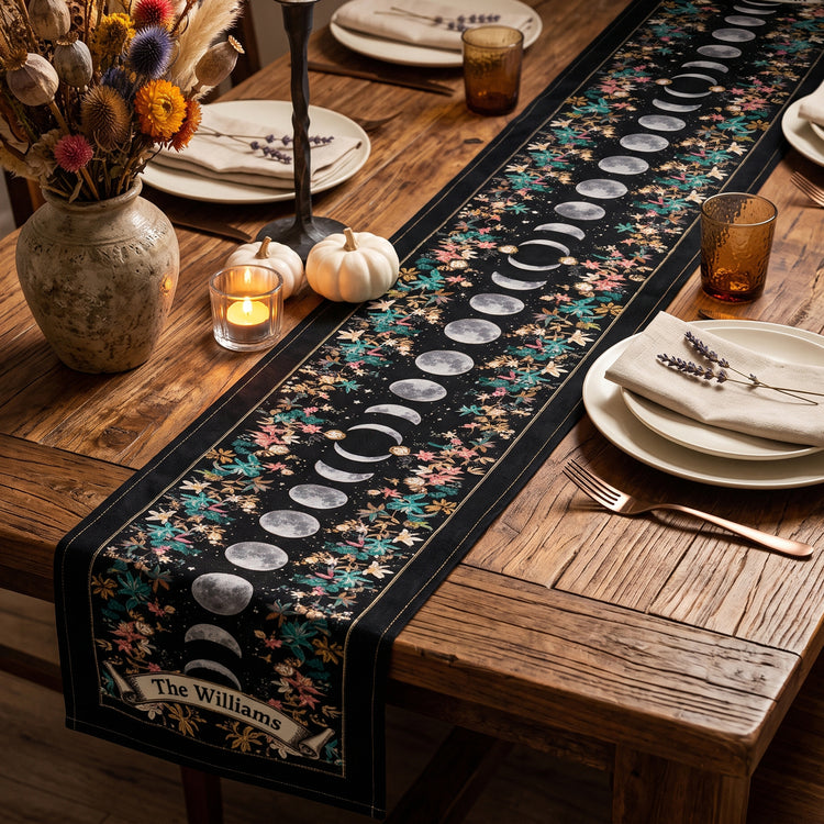 Boho-Floral-Moon-Moon-Phases-Cycle-Personalized-Table-Runner