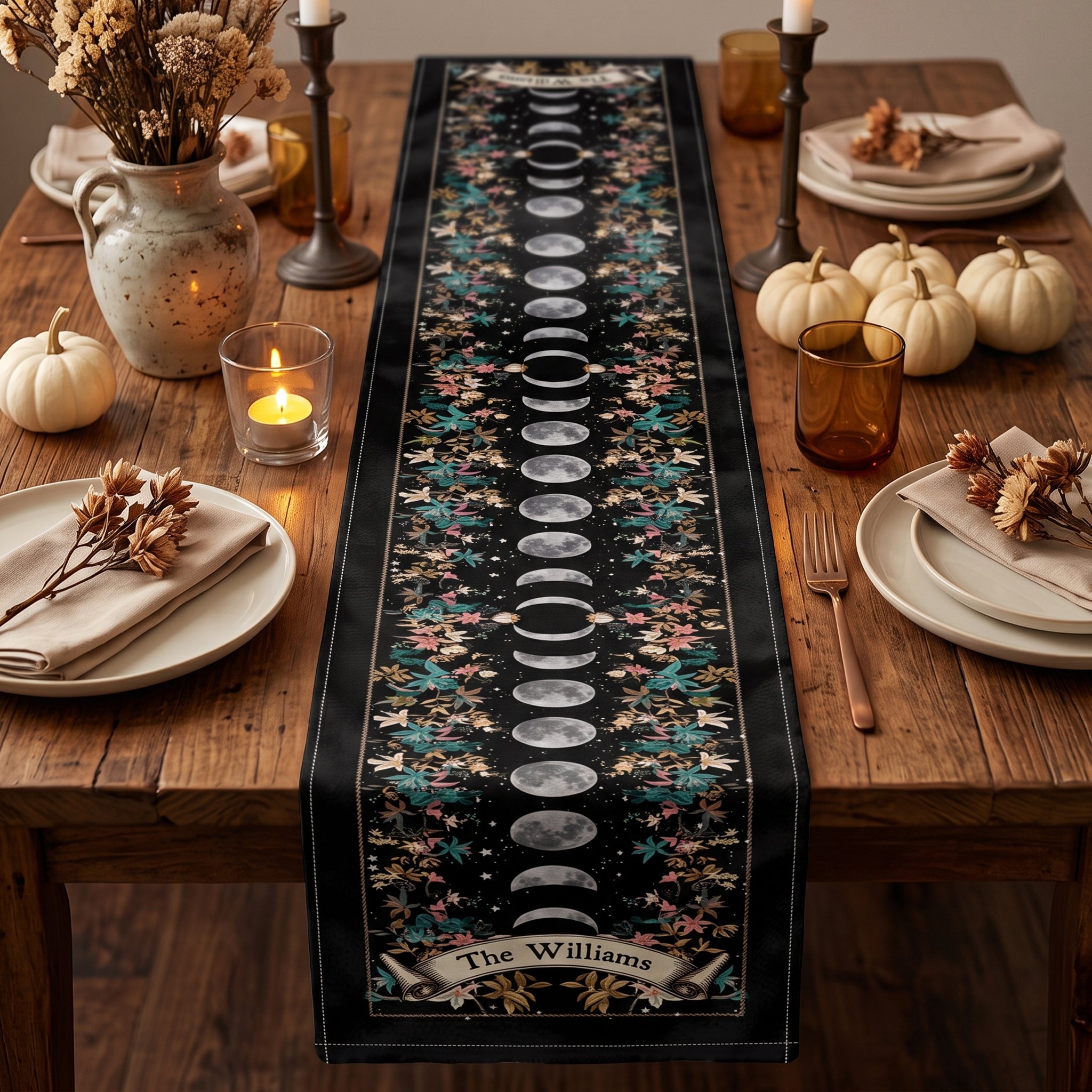 Boho-Floral-Moon-Moon-Phases-Cycle-Personalized-Table-Runner