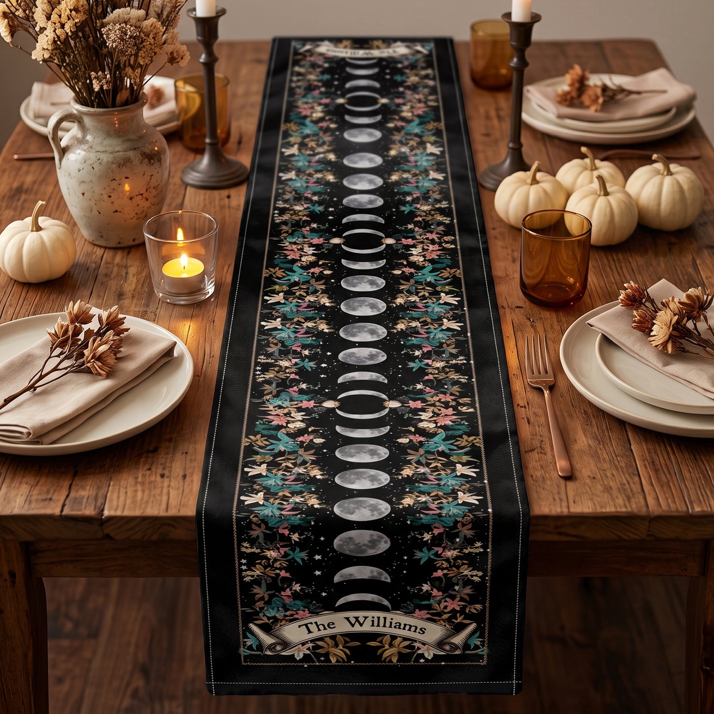 Boho-Floral-Moon-Moon-Phases-Cycle-Personalized-Table-Runner