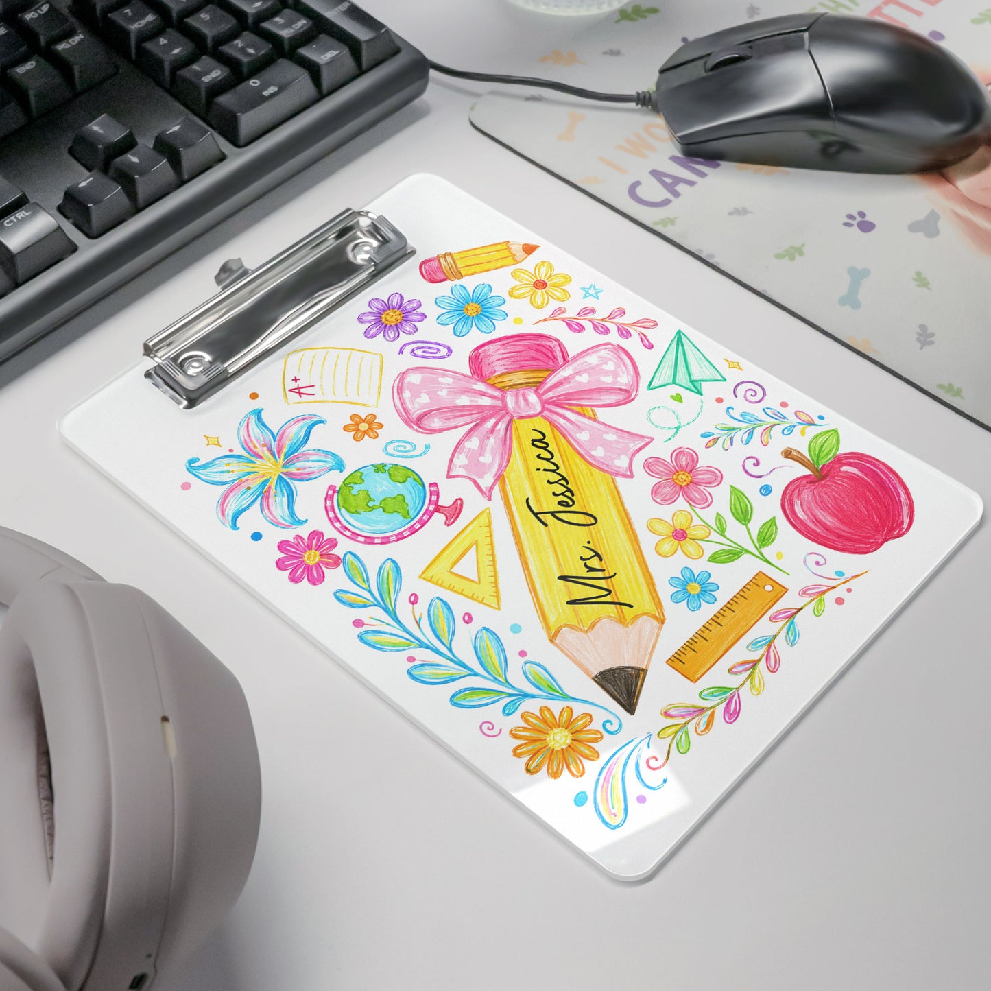 Boho-Floral-Pencil-Personalized-Clipboard-4