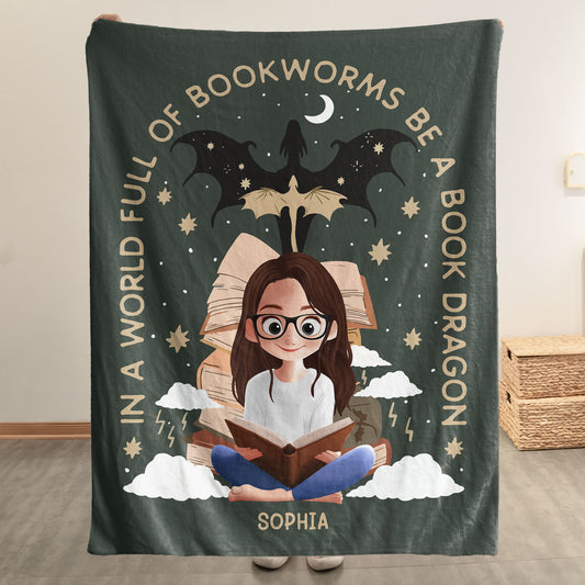 Book Dragon - Personalized Blanket