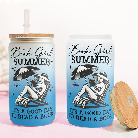 Book Girl Summer It's A Good Day To Read A Book - Personalized Frosted Glass Cup
