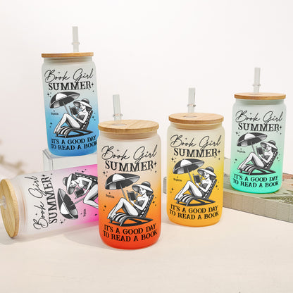 Book Girl Summer It's A Good Day To Read A Book - Personalized Frosted Glass Cup