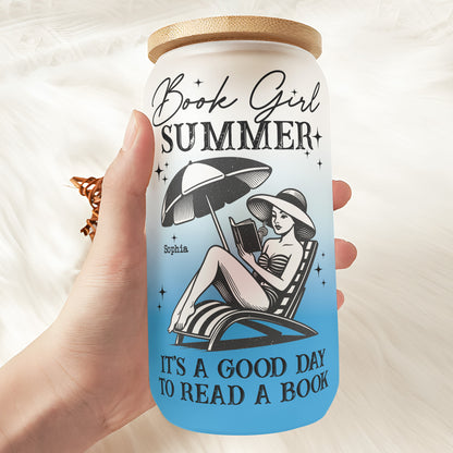 Book Girl Summer It's A Good Day To Read A Book - Personalized Frosted Glass Cup