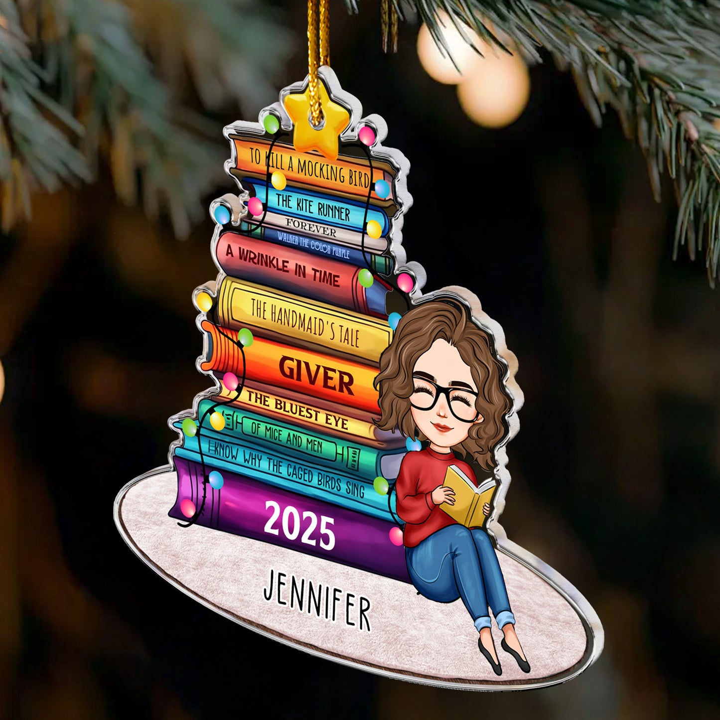 Book List Christmas Tree - Personalized Acrylic Ornament