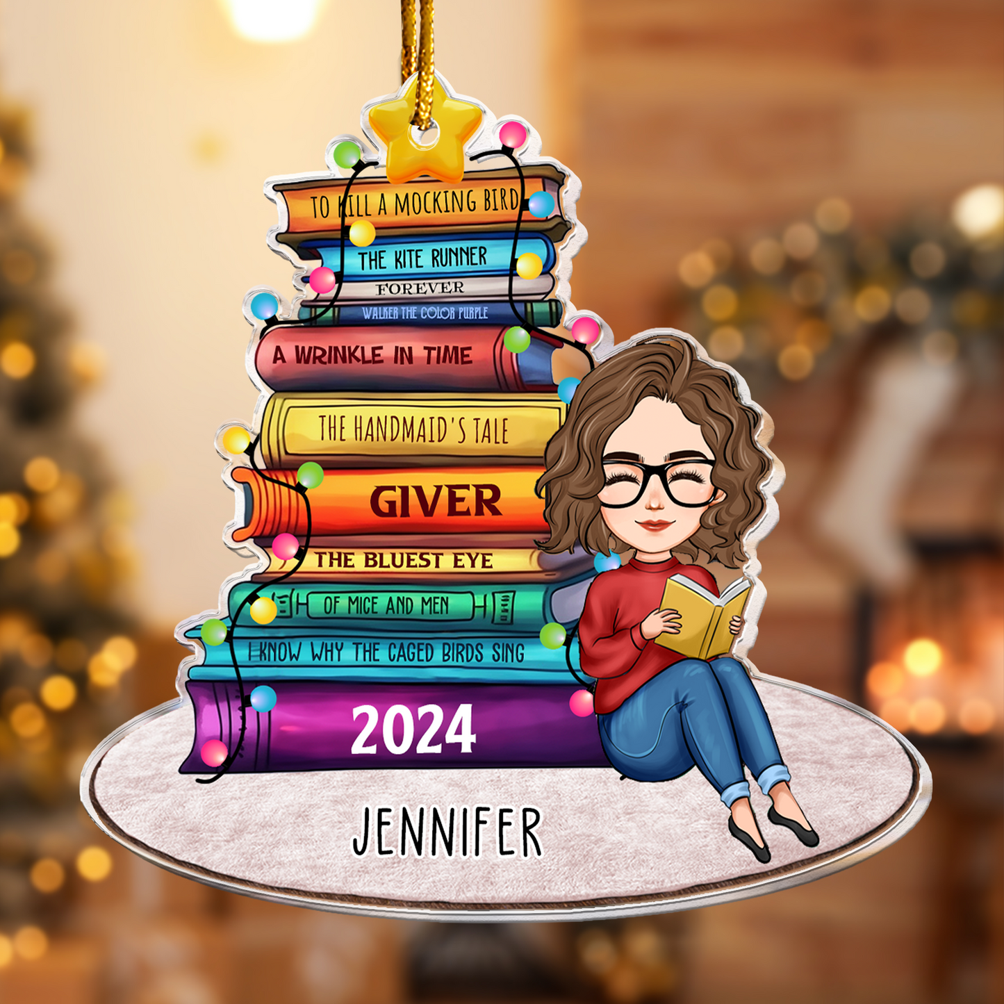 Book List Christmas Tree - Personalized Acrylic Ornament