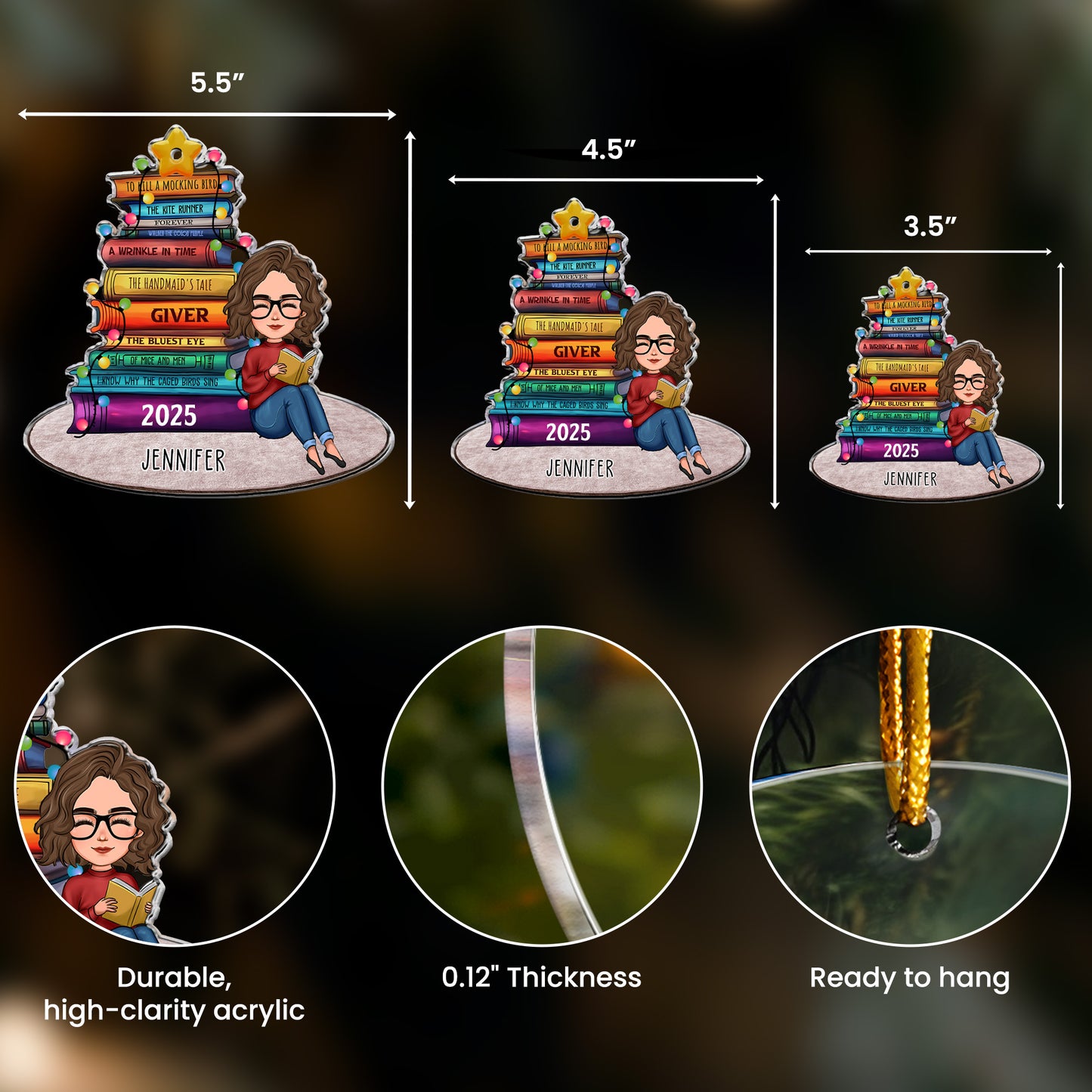 Book List Christmas Tree - Personalized Acrylic Ornament