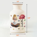 Book Lover, Birth Flower – Personalized Ceramic Vase (Vase Only, Flowers Excluded)