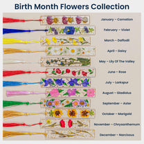 Book Lover, Birth Flower, Custom Name - Personalized Resin Birth Flower Bookmark