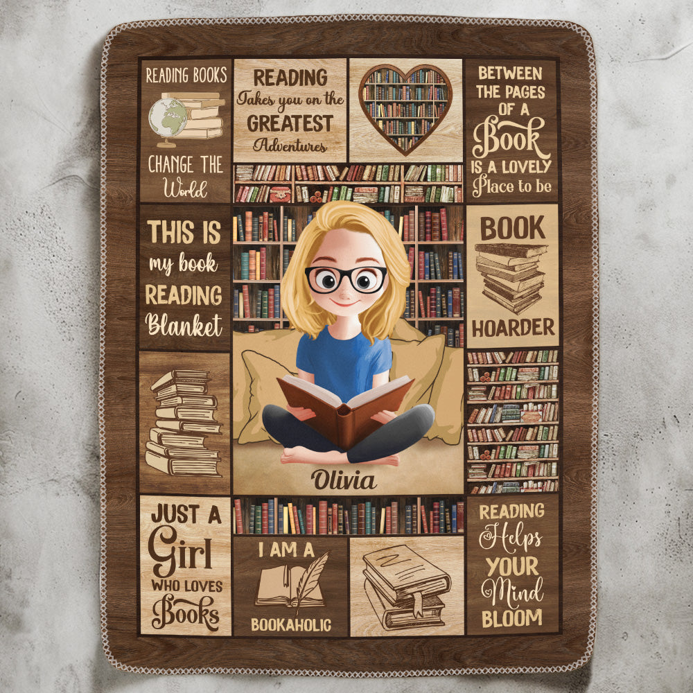 Book Lover, Bookworm - Personalized Blanket