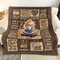 Book Lover, Bookworm - Personalized Blanket
