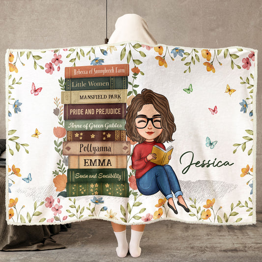 Book Lover, Custom Book Titles - Personalized Wearable Blanket Hoodie