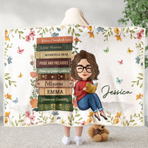 Book Lover, Custom Book Titles - Personalized Wearable Blanket Hoodie