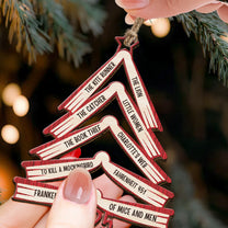 Book Names Christmas Tree 2025 - Personalized Wooden Ornament