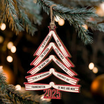 Book Names Christmas Tree 2025 - Personalized Wooden Ornament