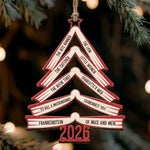 Book Names Christmas Tree 2026 - Personalized Wooden Ornament