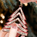 Book Names Christmas Tree 2026 - Personalized Wooden Ornament