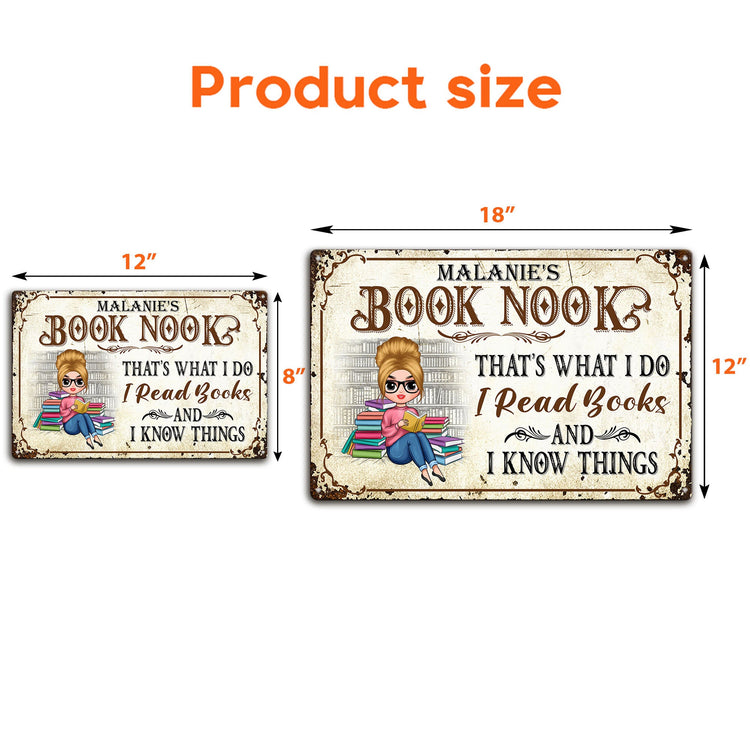 Book Nook, That'S What I Do, I Read Books - Personalized Metal Sign - Gift For Book Lover, Bookworms
