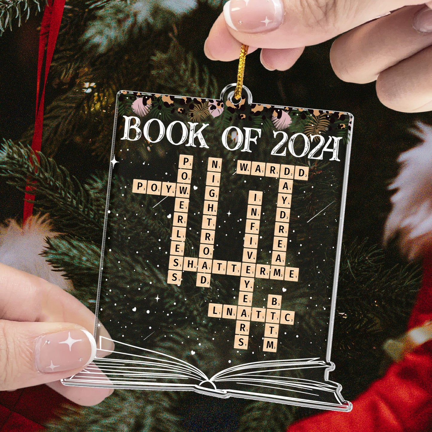 Book Of 2024 Scrabble Book Name - Personalized Acrylic Ornament