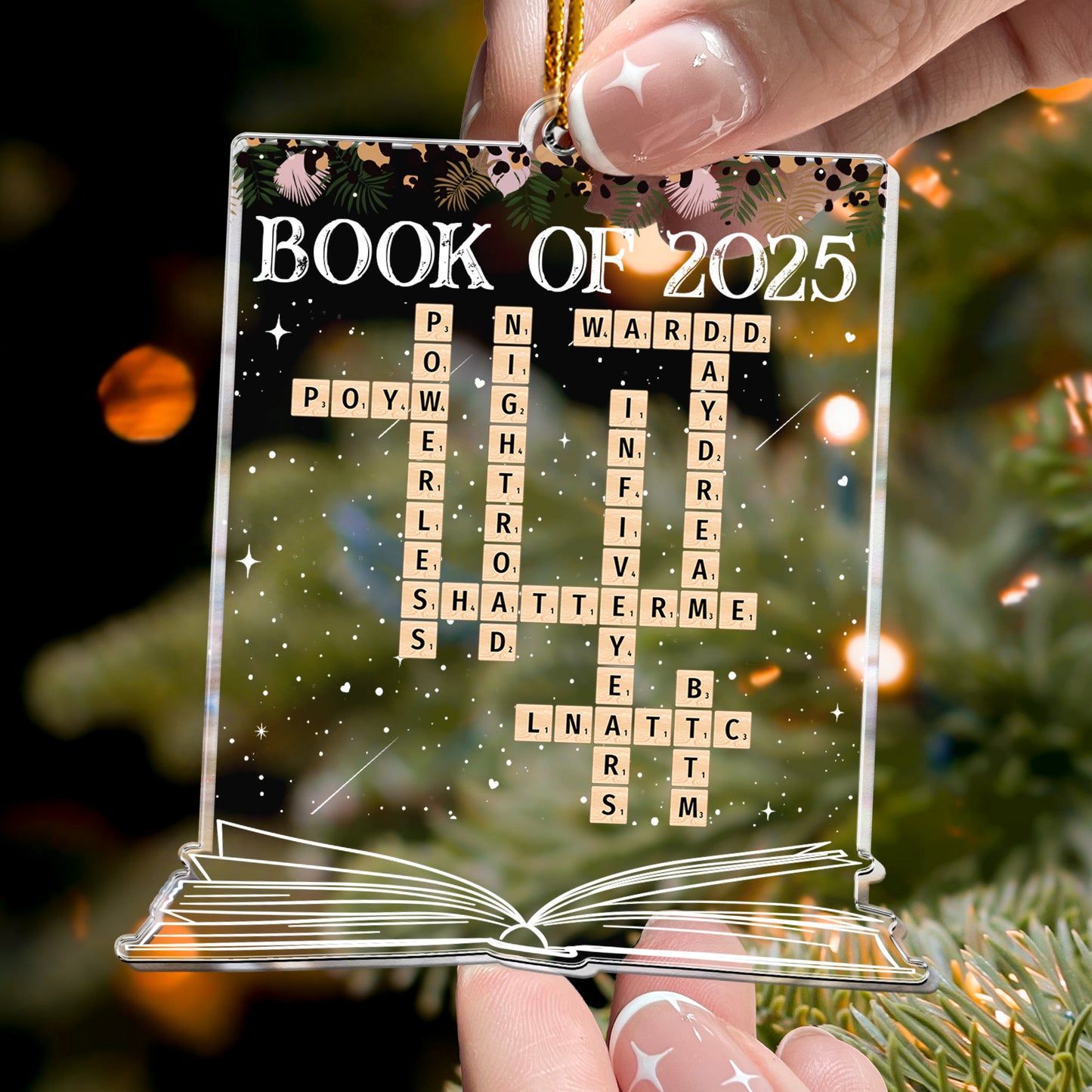 Book Of 2025 Scrabble Book Name - Personalized Acrylic Ornament