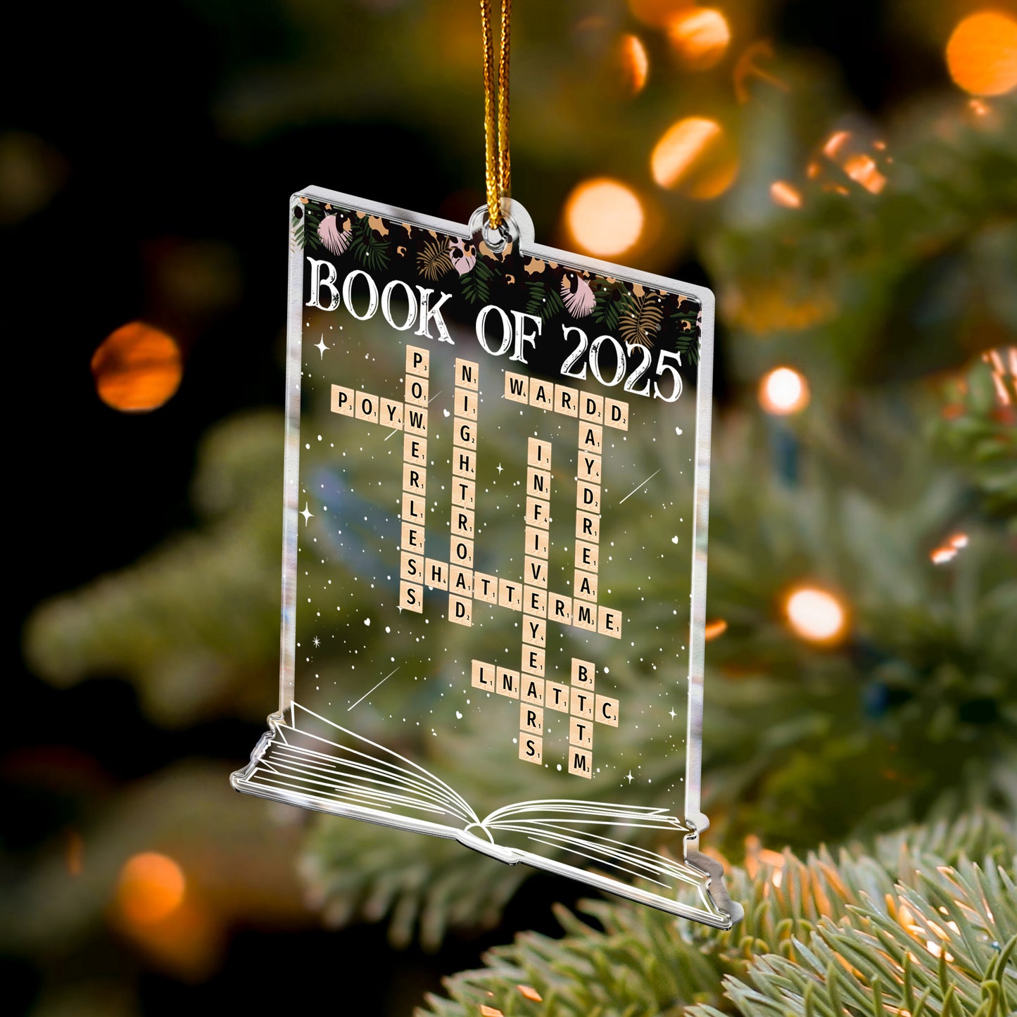 Book Of 2025 Scrabble Book Name - Personalized Acrylic Ornament