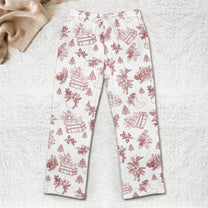 Book, Wine, Baking, Knitting Lover Toile De Jouy - Personalized Fleece Pajama Pants