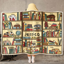 Book & Cat Lover - Personalized Wearable Blanket Hoodie