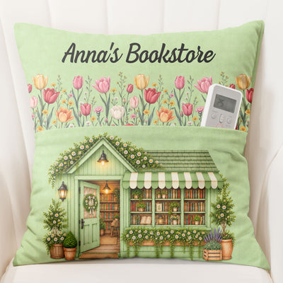 Book Store With Birth Month Flower Gift For Book Lovers - Personalized Pillow