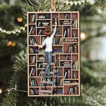 Bookcase Ornament - Personalized Wooden Ornament