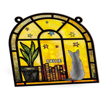 Books And Cats On The Window - Personalized Window Hanging Suncatcher Ornament