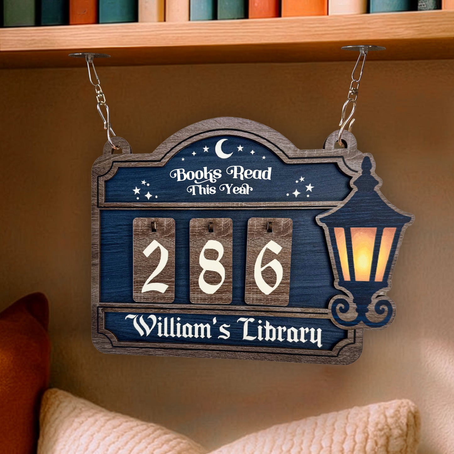 Books Read, Book Lover - Personalized Hanging Bookshelf Counter