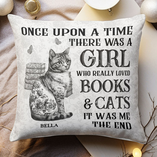 Books & Cats - Cat Toile De Jouy Style - Personalized Pillow (Insert Included)